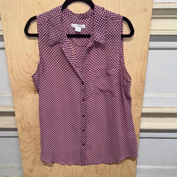 Liz Claiborne Geometric Sleeveless Top in Purple and White - Picture 1 of 5